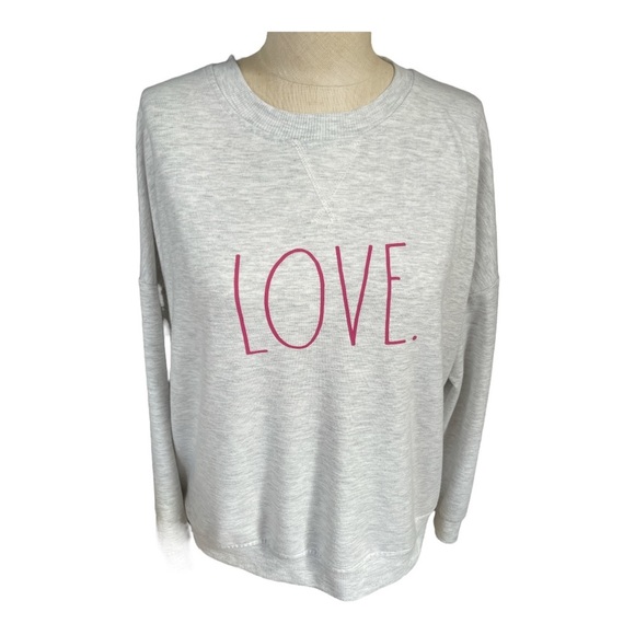 Rae Dunn Tops - RAE Dunn Women's Crew Neck Pullover Love Sweater Heather Grey Size S